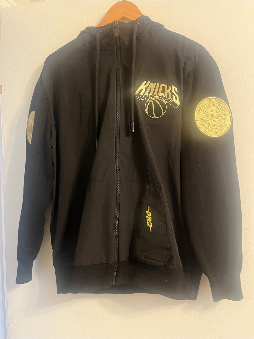 Knicks Black & Yellow Full-Zip Bomber Hoodie NBA by Pro Standard